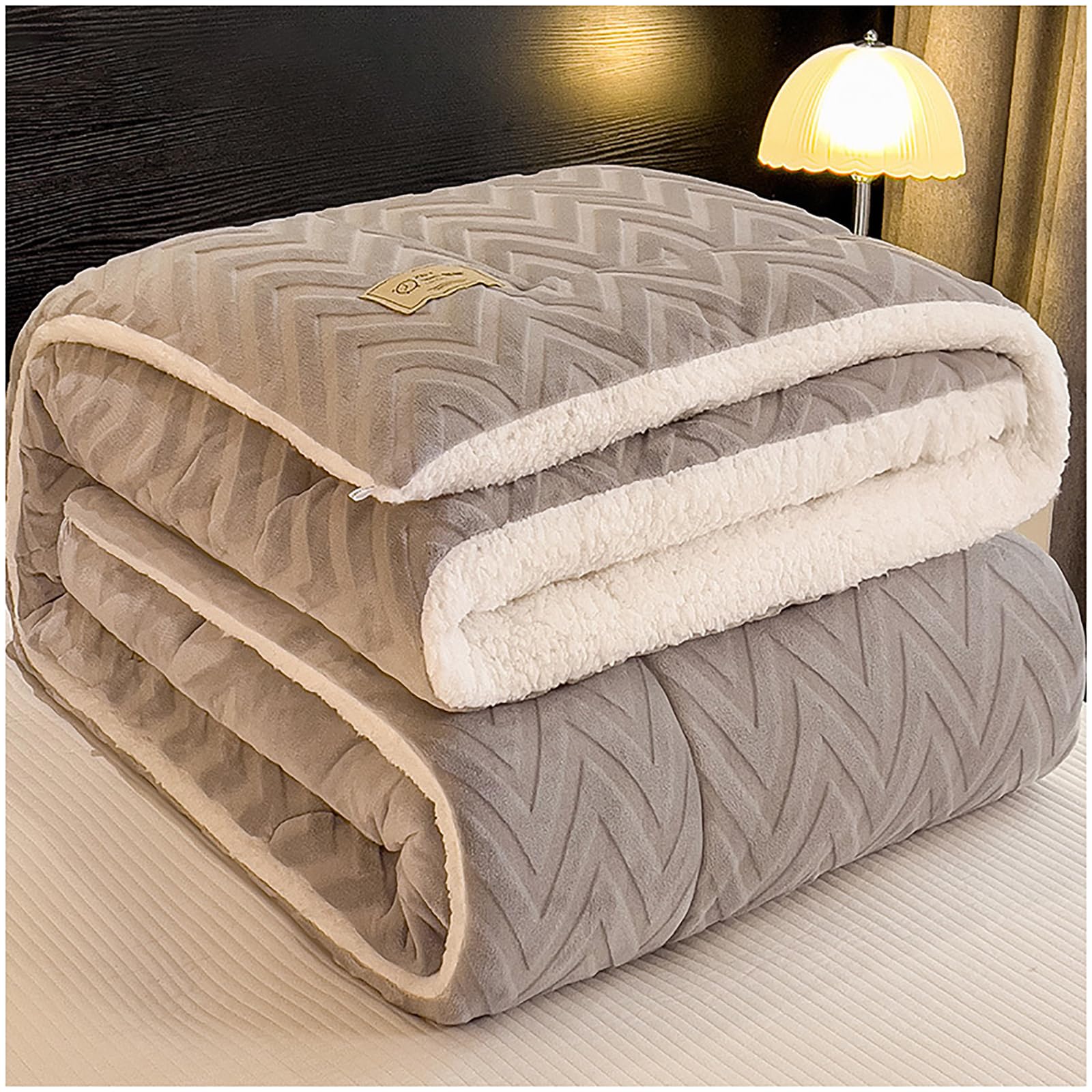 Couette d'hiver 150x200cm grise en polaire super douce ZTGL épaisse et chaude pour lit