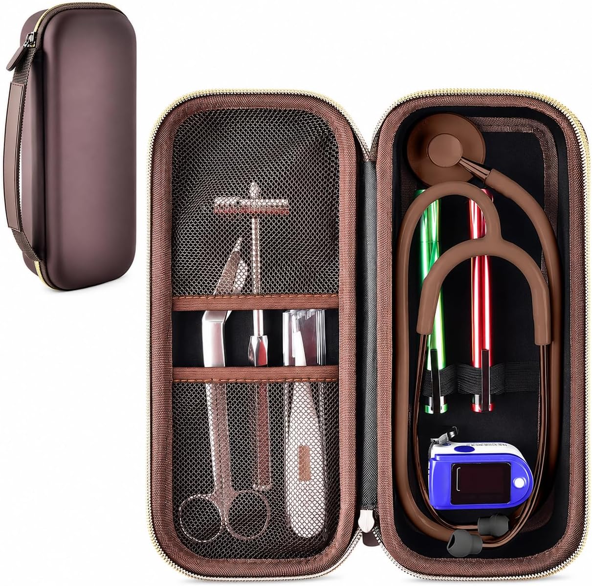 Stethoscope Case for 3M Littmann Classic III Monitoring/Lightweight II S.E/Cardiology IV Diagnostic/for MDF Acoustica Stethoscopes, Holder for Nurse Doctor Essentials & Medical Accessories, Brown