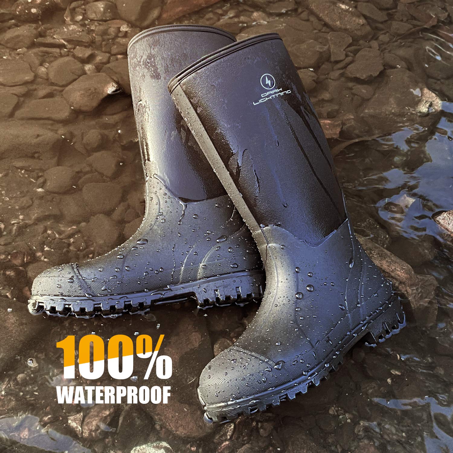 Dark Lightning Black Waterproof Boots Lightning - Black Leather Lightning Bolt Boots (Size 6, 6.5  main image 3