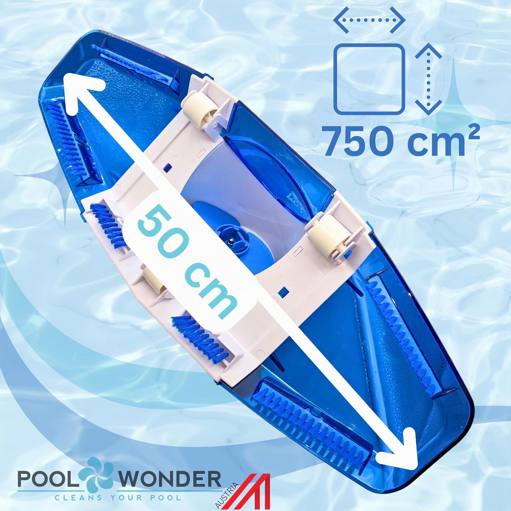 Poolwonder Turbolix Aspirateur de Piscine avec Batterie Li-ION de 50 cm de Large fabriqué en Autriche