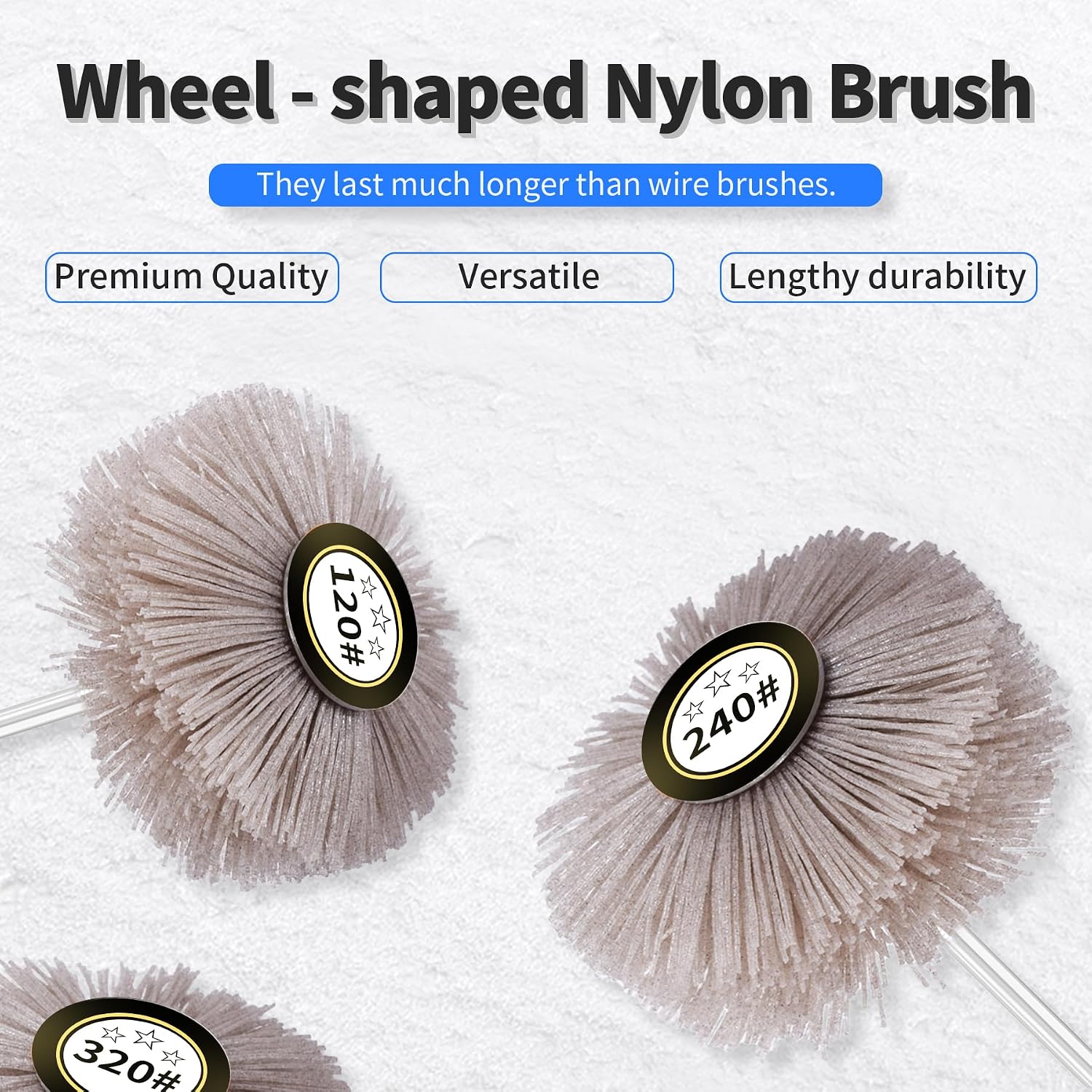 Nylon Wheel Brush Abrasive Grinding Head, 320 Grits Nylon Wheel Polishing Brushes with 6mm丨1/4 Shank for Removal of Paint/Corrosion/Rust