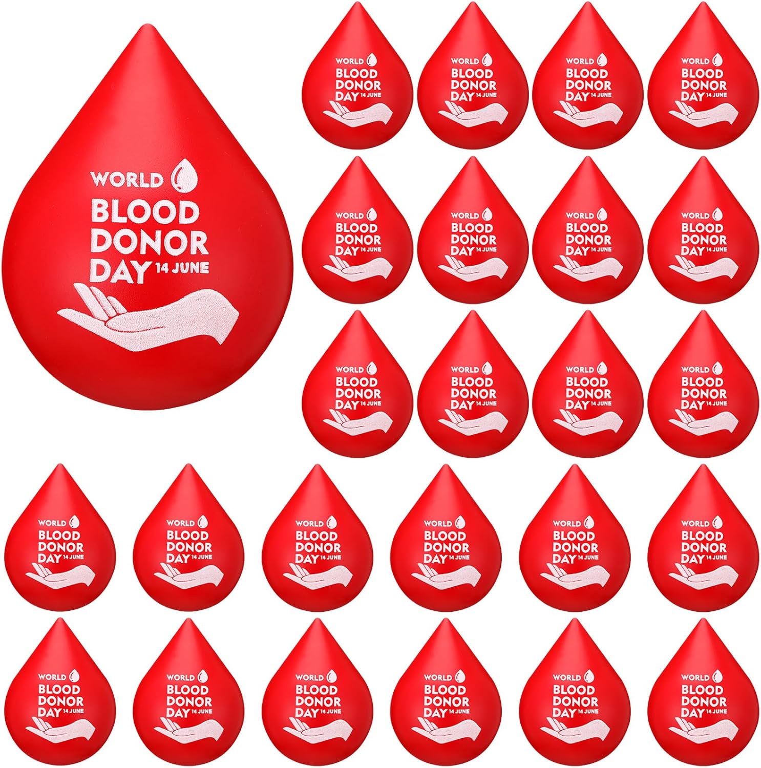24 Pcs World Blood Donor Day Squeeze Ball for Donating Blood Red Stress Balls Bulk Supplies Donor Squeeze Ball Blood Donation Gift Relief Anxiety Stress Ball for Donor Volunteer
