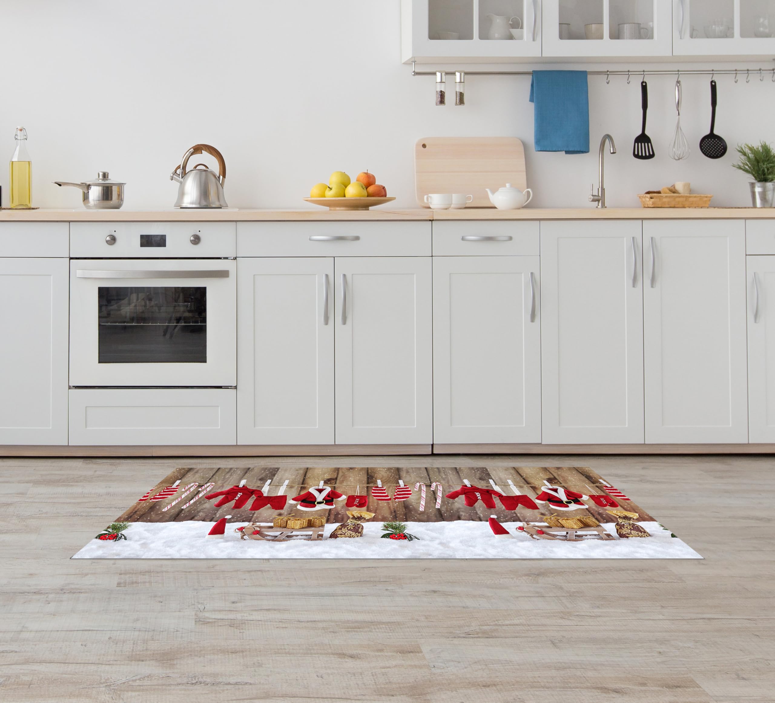 IlGruppone Tappeto Natale Cucina Antiscivolo Made in Italy Passatoia Natalizia Antimacchia Multiuso Corridoio Soggiorno Lavabile in Lavatrice - Natale6-50 x 250 cm
