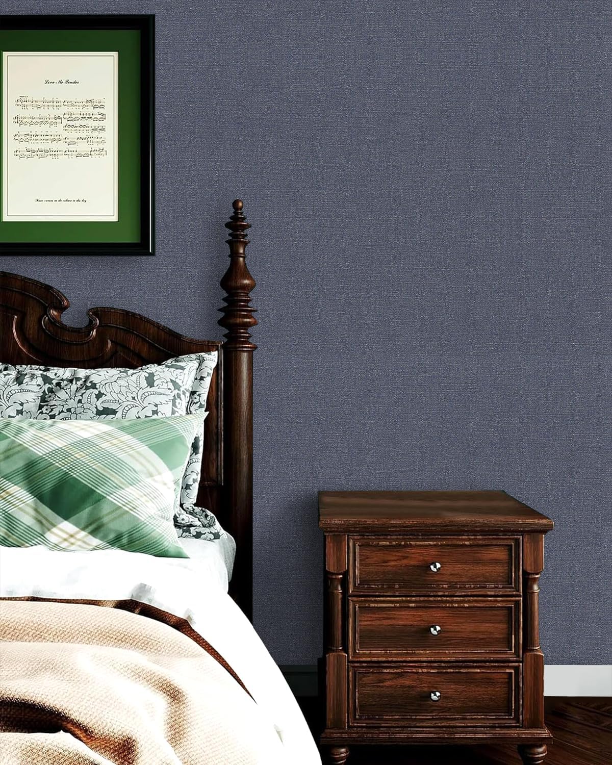Blue Grasscloth Peel and Stick Wallpaper Textured Wall Paper 15.9inch x 118.1inch Faux Linen Contact Paper Vintage Toile Wallpaper Dark Blue Fabric Self Adhesive Decor Vinyl