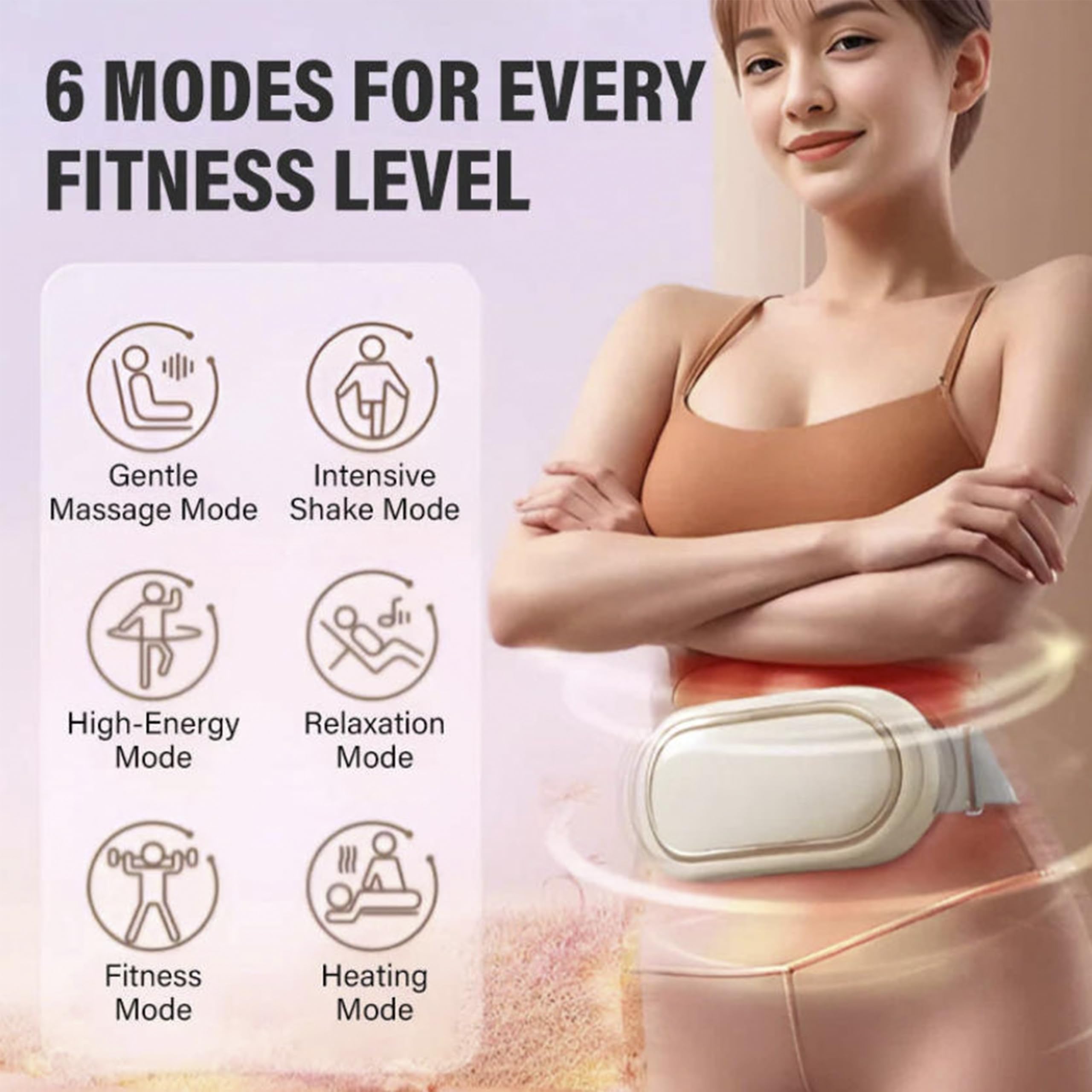 BUEAEW Rechargeable Lazy Abdominal Slimming Machine, Tragbares Heizgürtel Wärmegürtel mit 3-Wärmestufen, 6 Modi & 9 Intensitäten, Elektrisch Kabellose Schlankheitsgürtel,Bauchmassagegerät