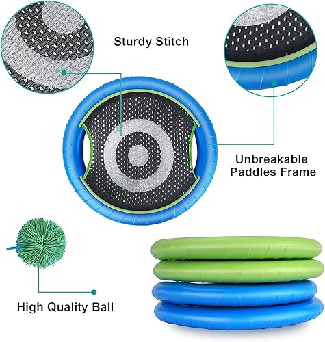 Miniatura 7 de Win SPORTS Disco de paletas de trampolín, juego para interiores y exteriores para 4 jugadores, juego de campamento para niños, adultos, parejas,