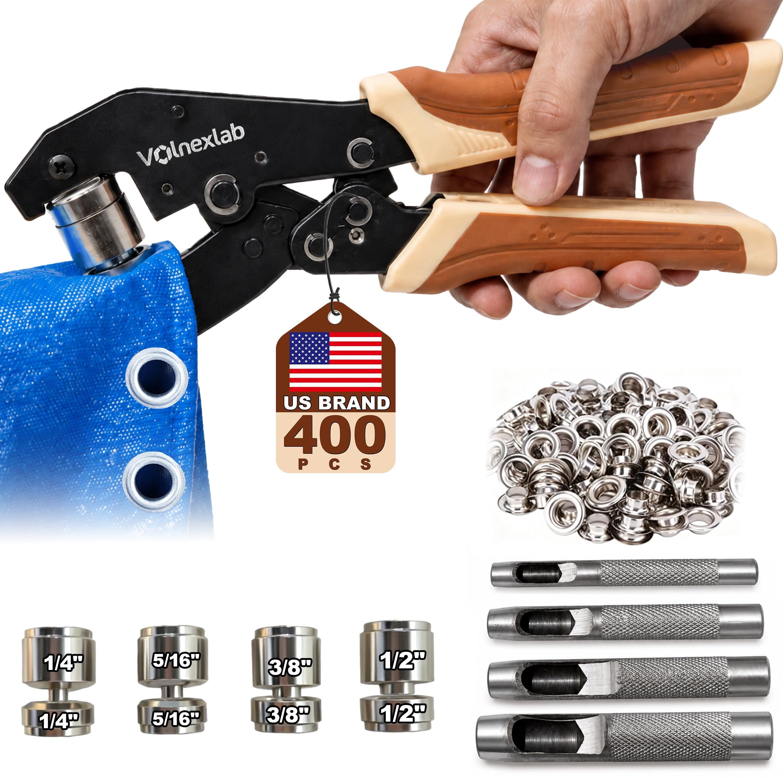 Grommet Tool Kit - 4 Sizes Included -1