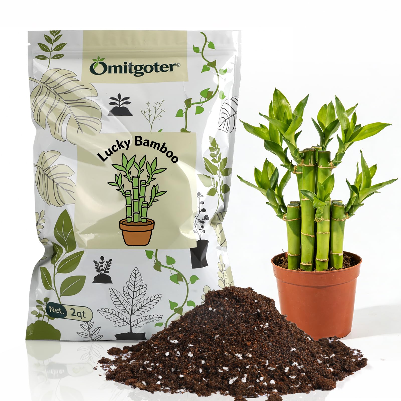 Omitgoter Pure Natural Potting Soil for Lucky Bamboo Plants