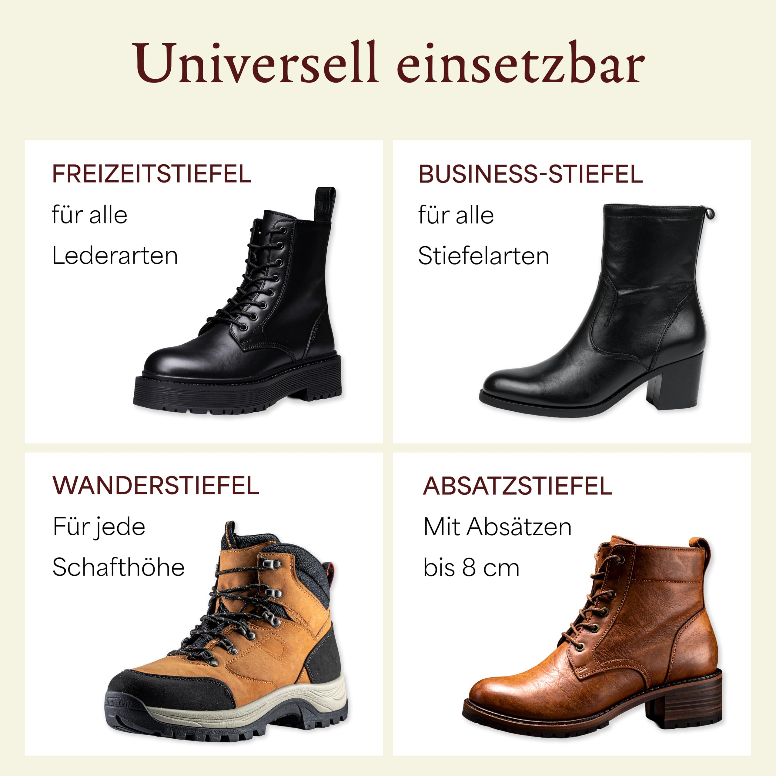 Langer & Messmer Schuhdehner für Damen gegen drückende Schuhe, Stiefel oder High Heels - aus massivem Buchenholz und Mechanik aus Metall - Dehnt in Weite oder Länge & Weite inkl. Lederdehnerspray