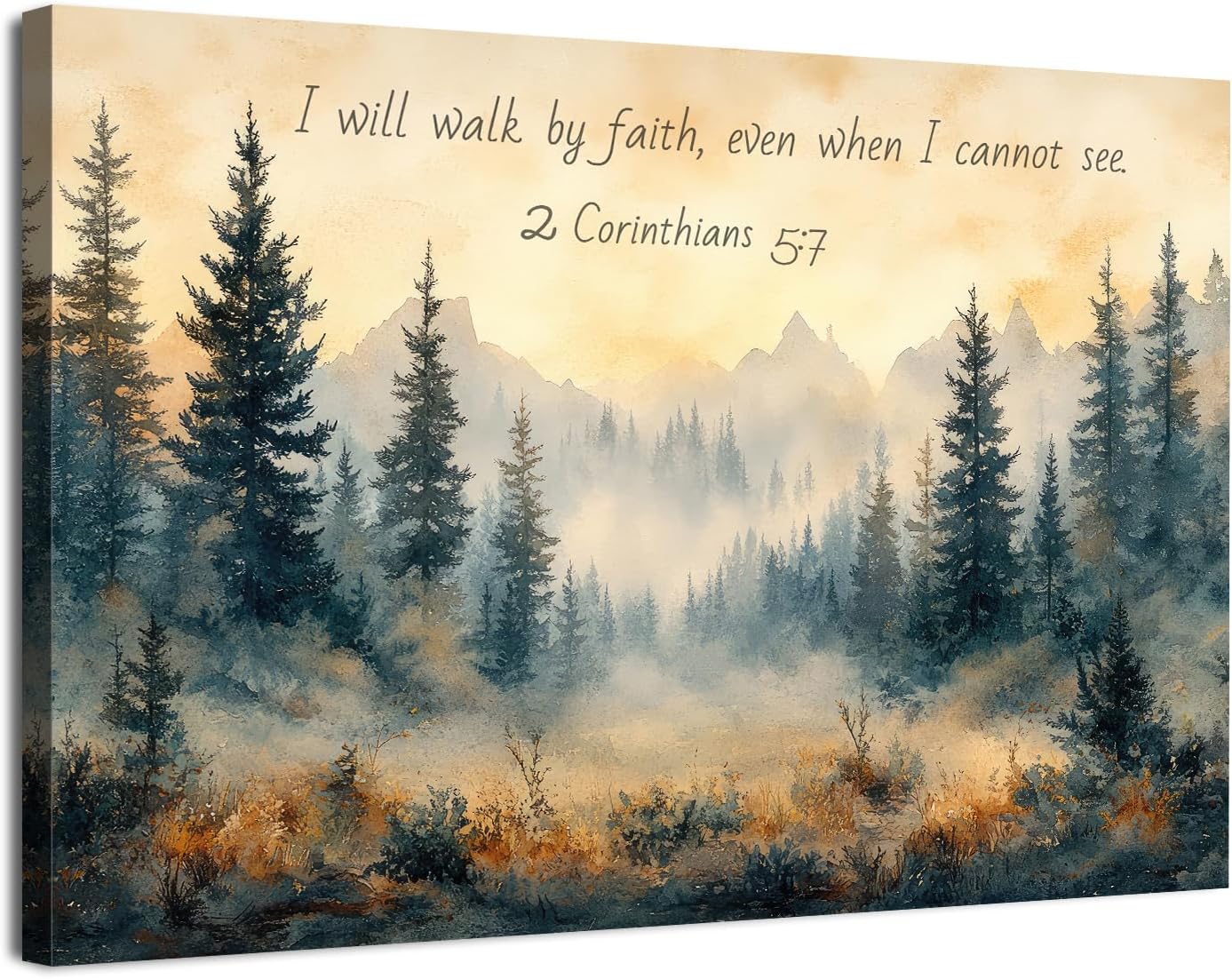 Amazon.com: Christian Wall Art Forest Bible Verse Wall Decor Mountain ...