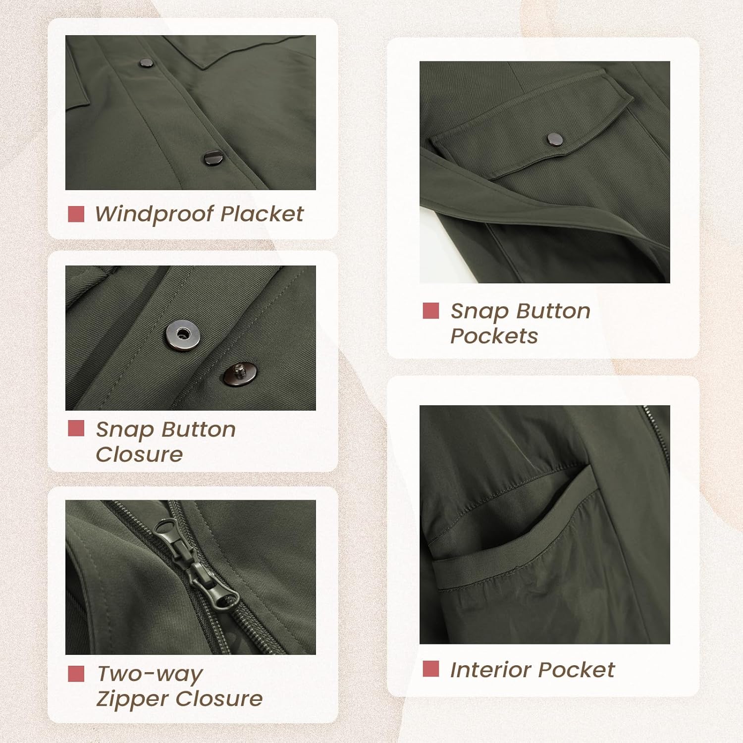 Womens Trench Coat Waterproof Rain Jacket Rain-blocking Brim Detachable Hood Raincoat with Belt Outdoor Travel - Image 3