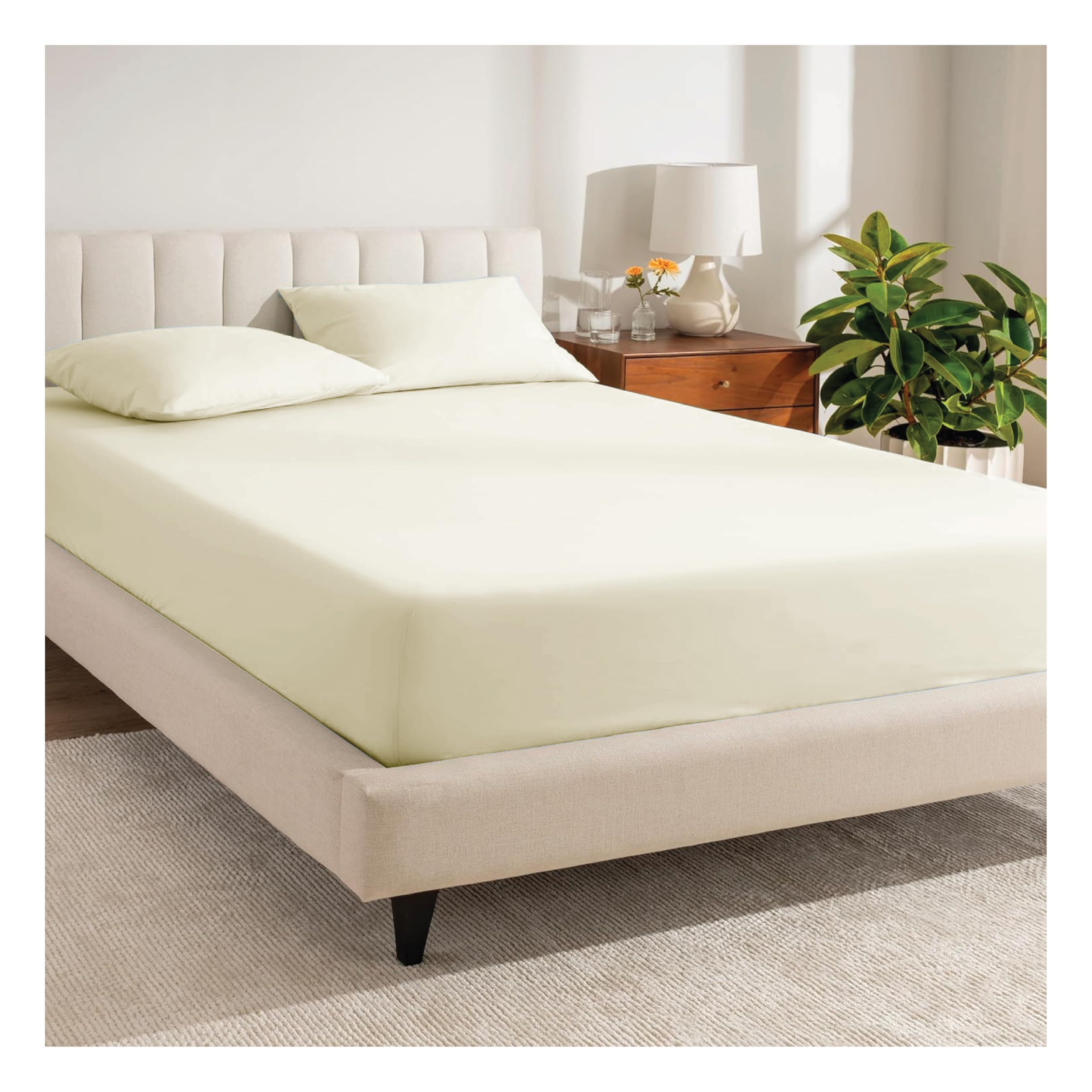 Ruby Deals Egyptian Cotton Super King Fitted Sheet 30cm Deep Pocket, Cream