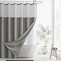 Vista 47 de Naturoom cortina de ducha de 36 pulgadas - cortina de ducha estrecha para espacio pequeño, de medio tamaño, de lino verde ultra gruesa, juego