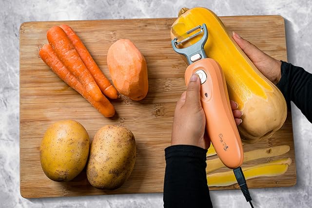 Ultimate Butternut Squash and Multi Vegetable Peeler, Effortless, Electric Mains Powered, Helps Hands with Arthritis Peel Orange / Silver / Grey (23x6.5x5.5cm)