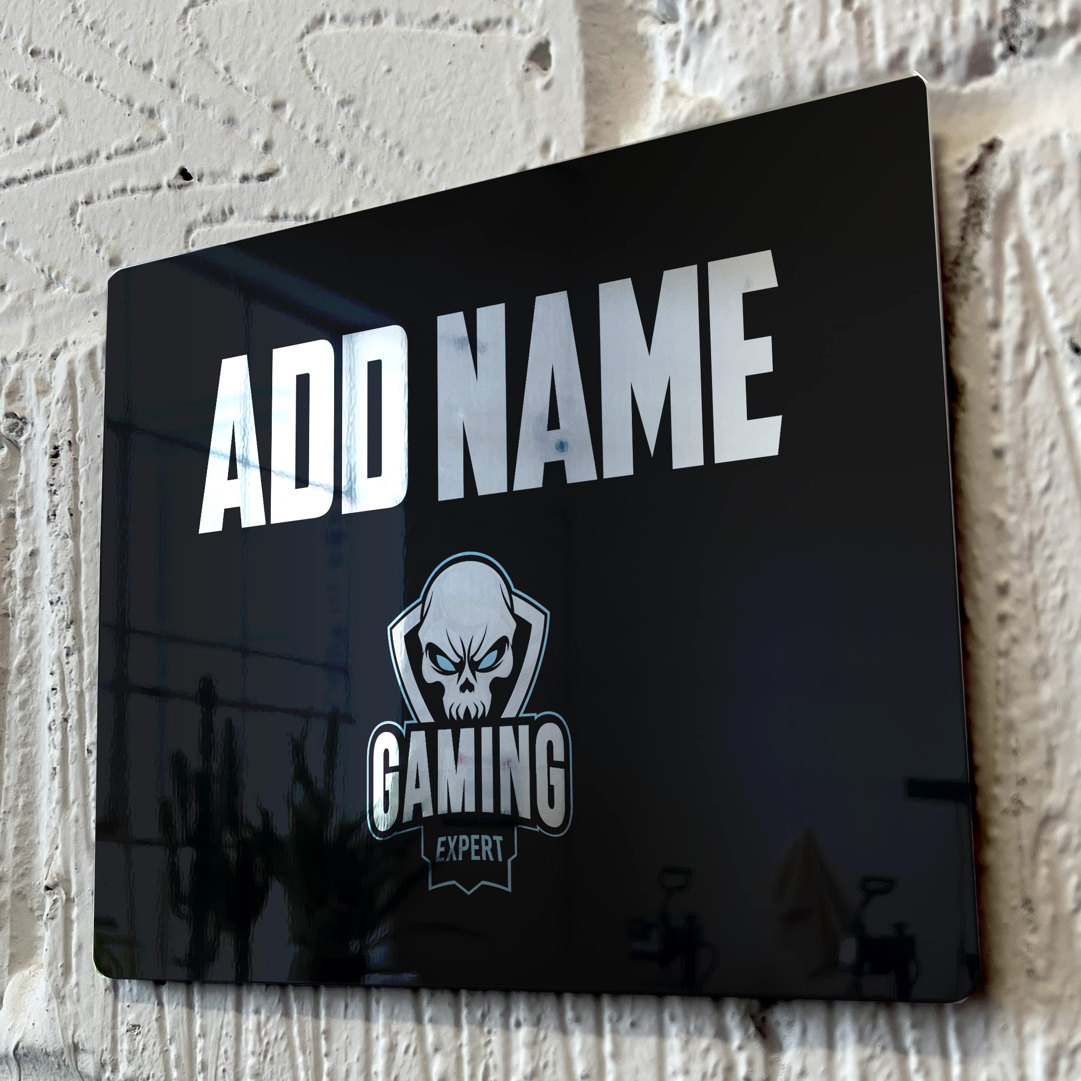 ShopQuality4U Personalised Game Metal Mirror Gamer Sign - Customised Printed Wall Art Plaque A3 Gaming Expert