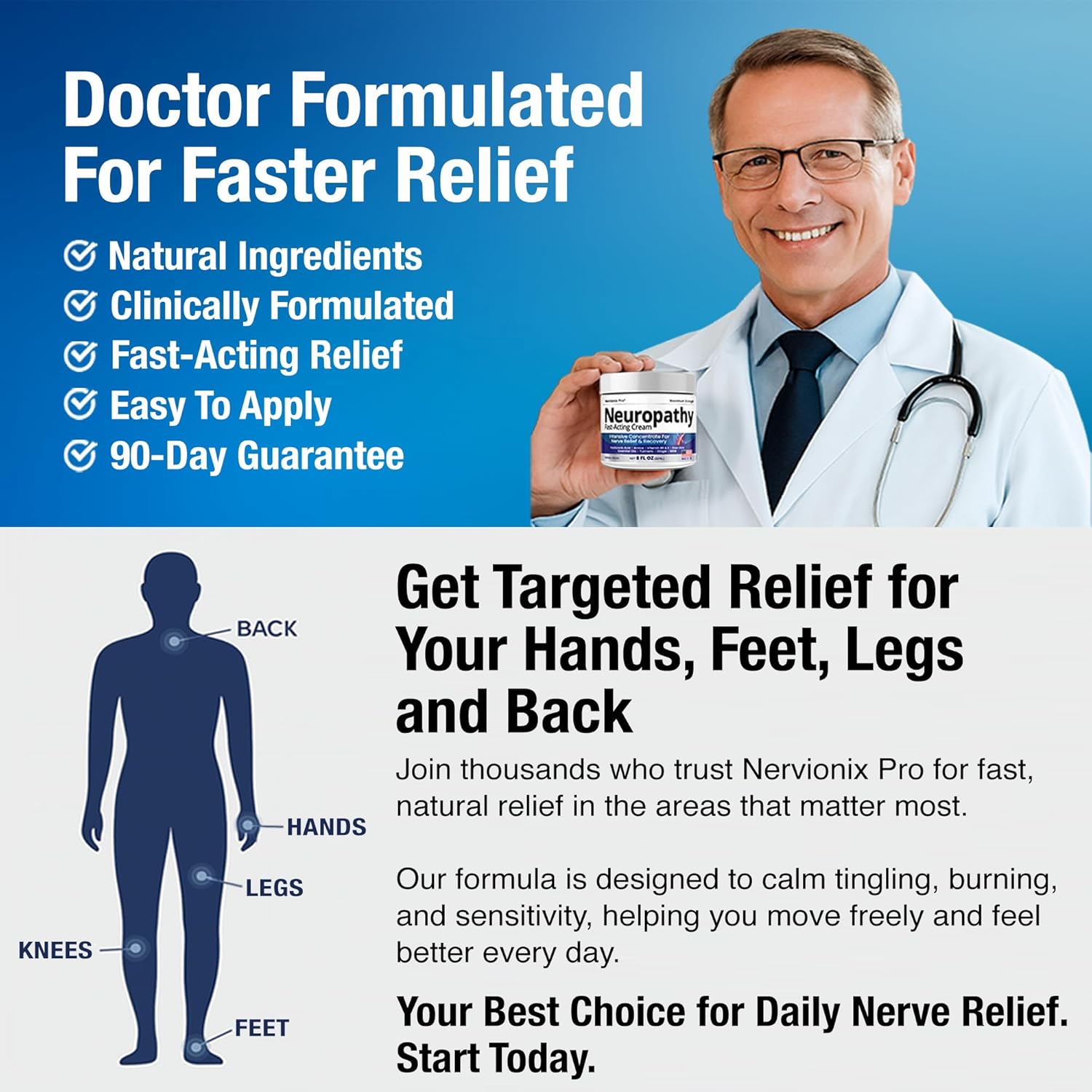 Neuropathy Nerve Relief Cream – Extra Large 8 oz – Maximum Strength for Feet Hands Legs Toes Back – Natural Ingredients Arnica Aloe Vera MSM Vitamins – Fast-Acting Soothing Relief – Super Value 8 oz - Image 8