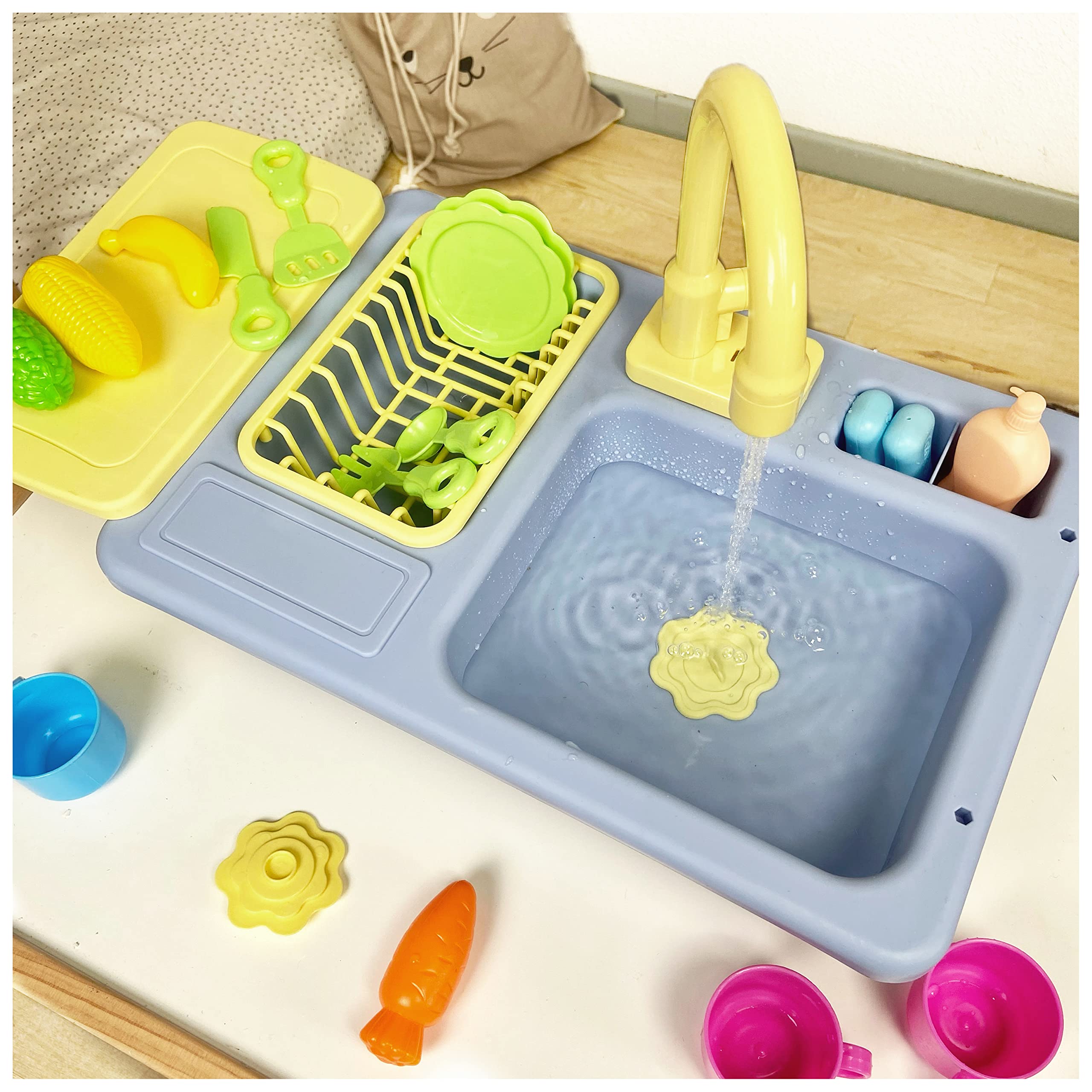 Kit Vaisselle et Son Évier - Jeu d'Imitation - 101190 - Bleu - Plastique - Ménage - Enfant - Dinette - Piles Non Incluses - 45 cm x 27 cm - À Partir de 3 Ans