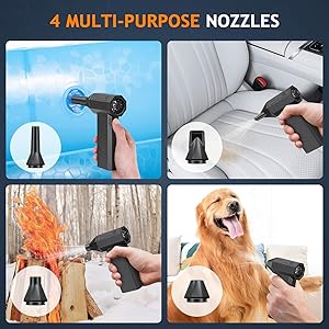 Compressed Air Duster - 180000RPM Powerful Electric Air Duster, 3 Gear Adjustable Cordless Air Blower, Rechargeable Dust Cleaner for Keyboard, Computer, Home, Outdoor, Car