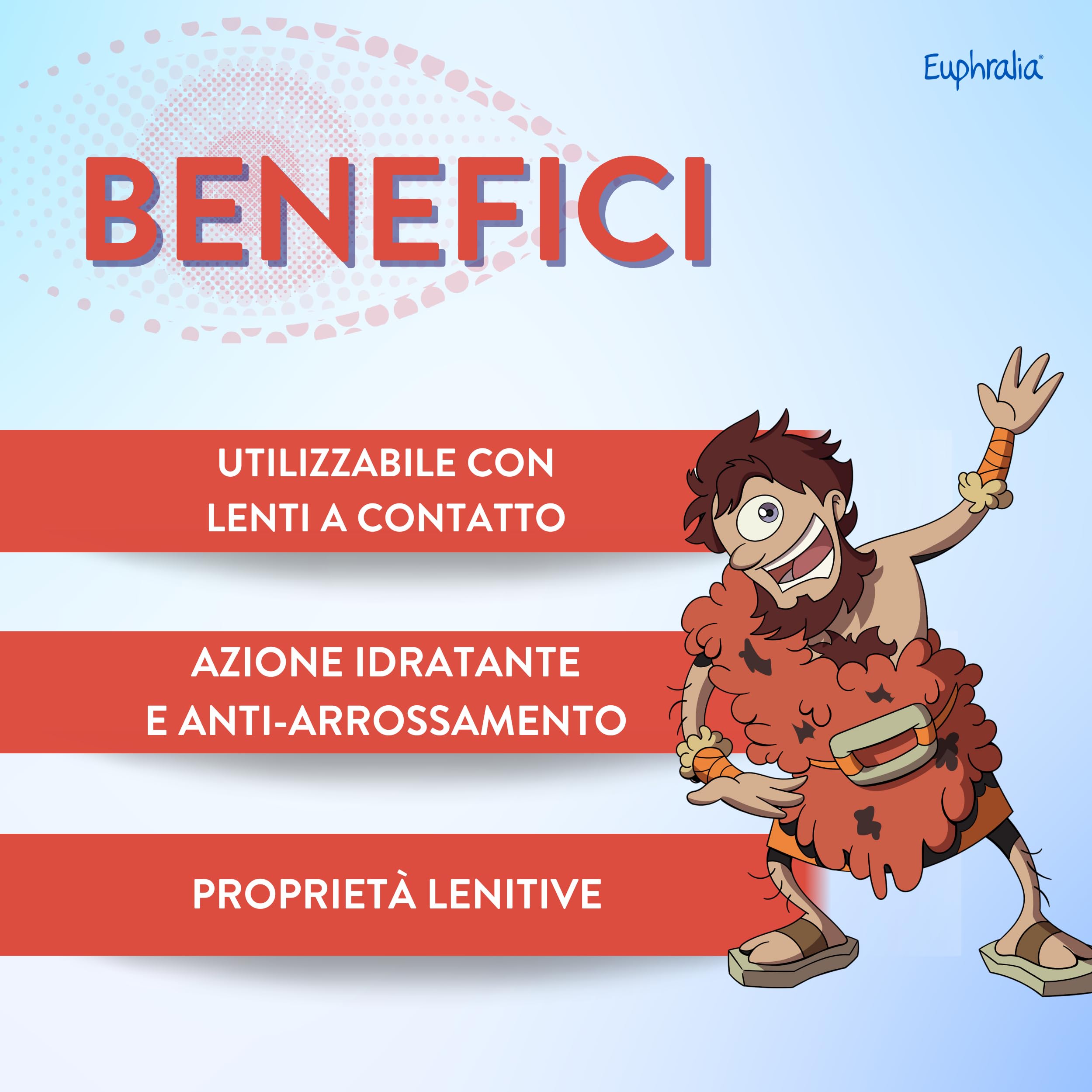 Euphralia Occhi Rossi - Gocce Oculari Lenitive, Rimedio in caso di Discomfort Oculare e Arrossamento, Idratante, con Acido Ialuronico, Acqua Distillata di Camomilla - Flacone da 10 ml + Panno Occhiali