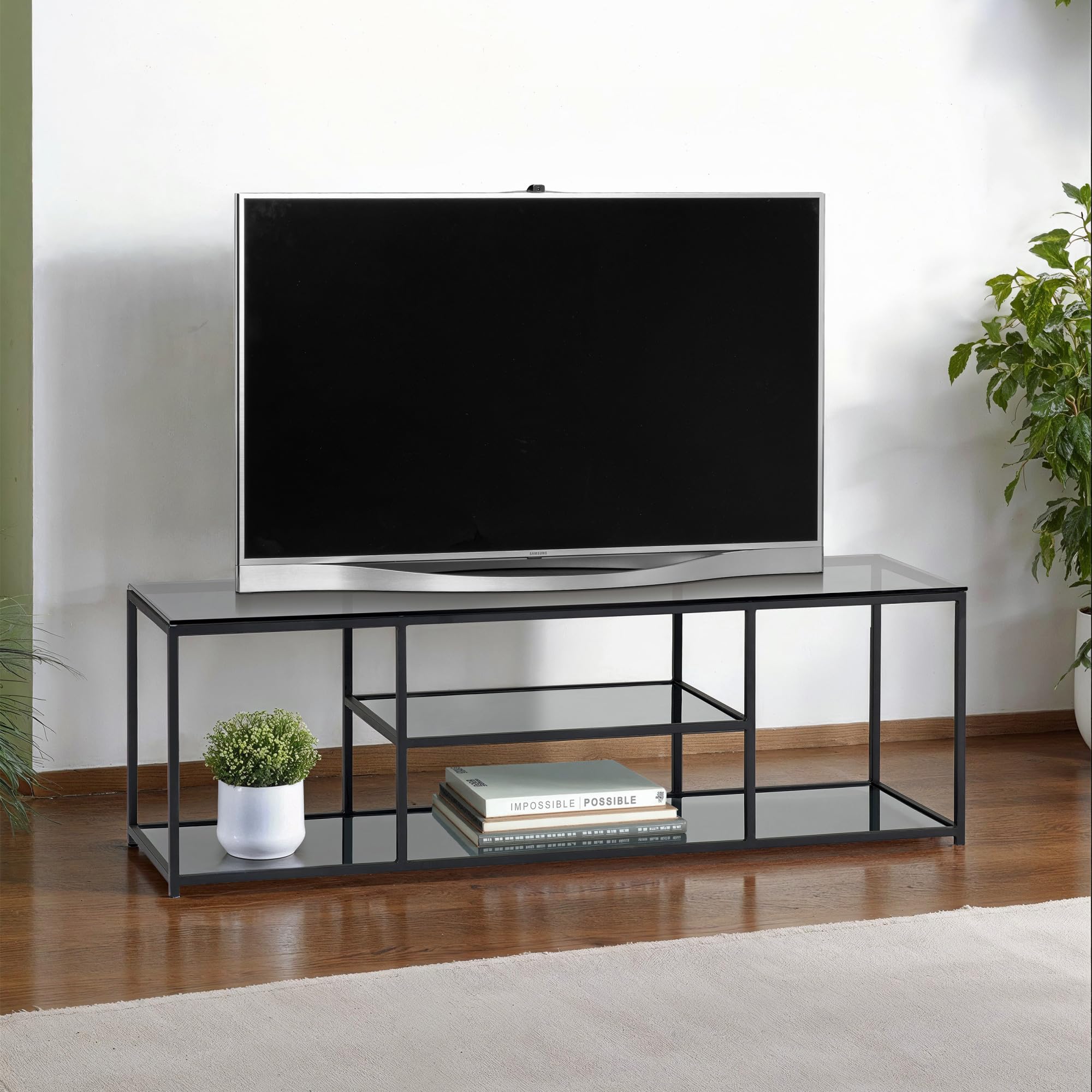 Julian Bowen TV Unit, Smoked Glass/Black, One Size โ image 1