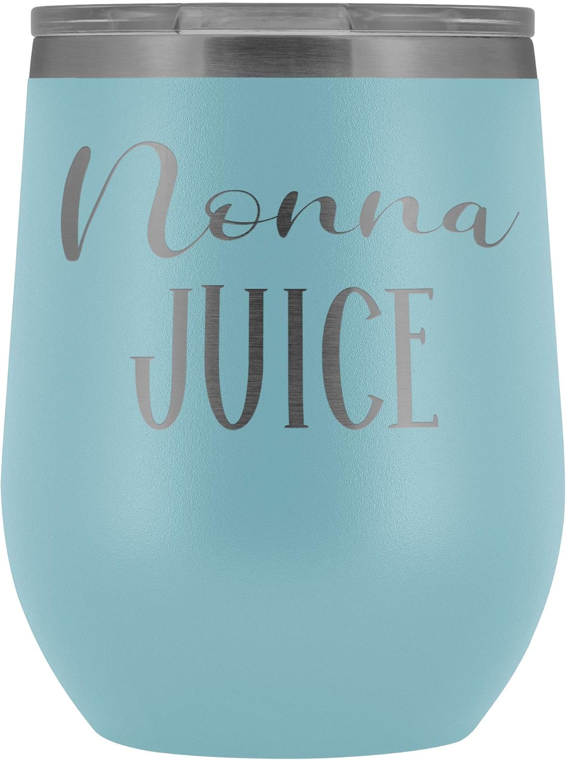 Grandma Nonna Juice Wine Tumbler 12 oz. Stainless Steel Engraved Insulated Hot Cold Cup Light Blue