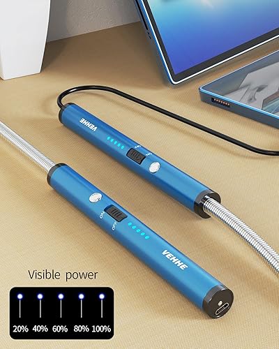 Miniatura 71 de VEHHE Encendedor USB, encendedor de velas de arco recargable con pantalla LED de batería, encendedores de cuello flexibles largos para parrilla