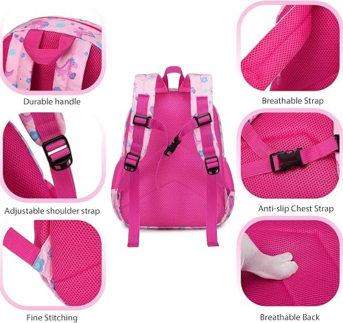 Miniatura 7 de Mochila para niñas pequeñas, mochila de dinosaurio de 12.6 pulgadas para bebés y niñas, Dinosaurios rosados-mini, Mochilas Daypack