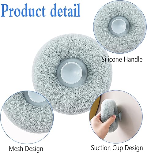 Miniatura 4 de 4 cepillos de ducha exfoliantes, cepillo de limpieza de esponja de baño súper suave, cepillo de limpieza de esponja de baño exfoliante para masaje,