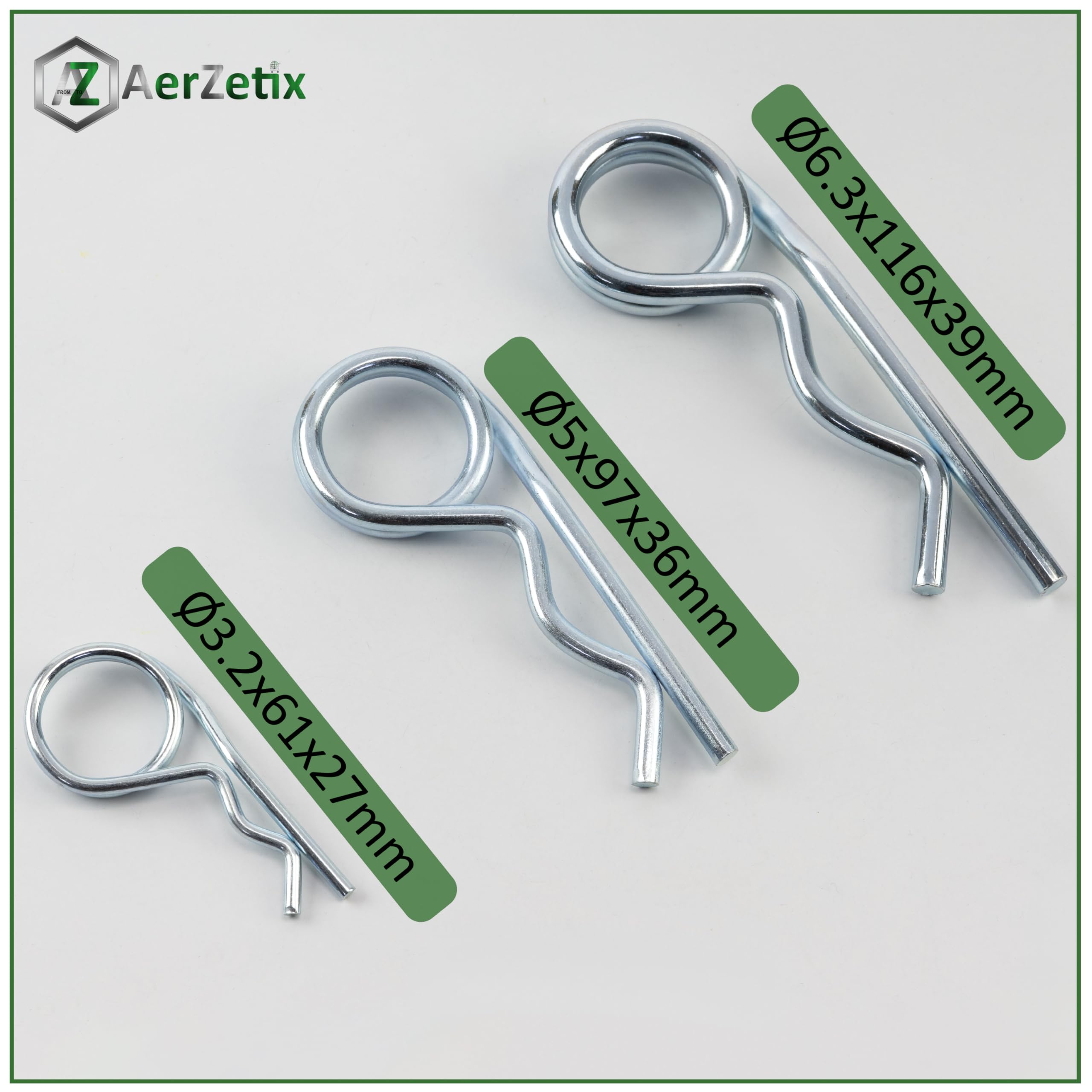 AERZETIX Set 12 Coppiglie Beta Doppia Spirale Ø3.2x61 mm in Acciaio Zincato