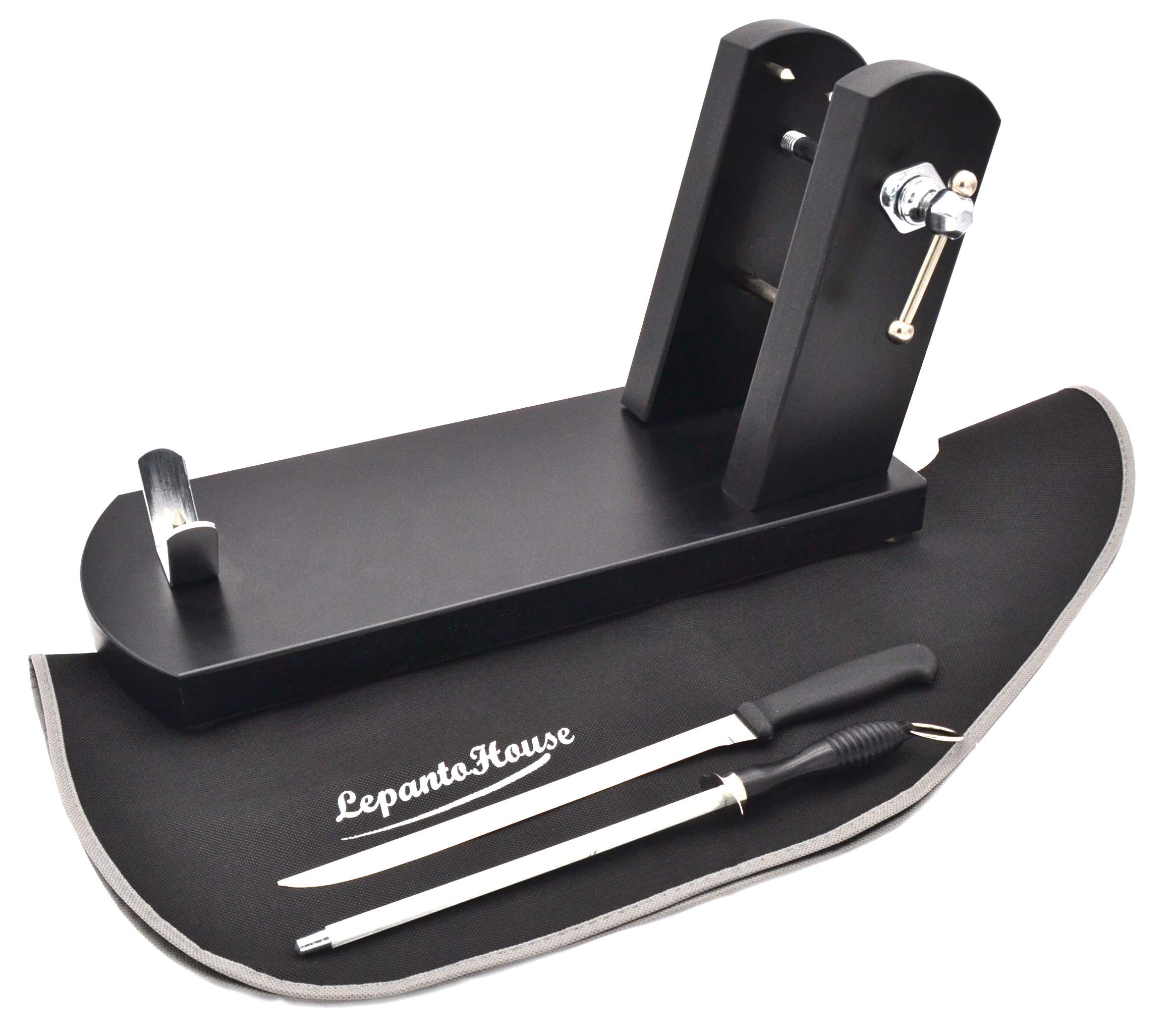 FERRETERIA LEPANTO JAMONERO RIOJA NEGRO + CUCHILLO + CHAIRA + CUBRE JAMON LepantoHouse (CUBREJAMON NEGRO)