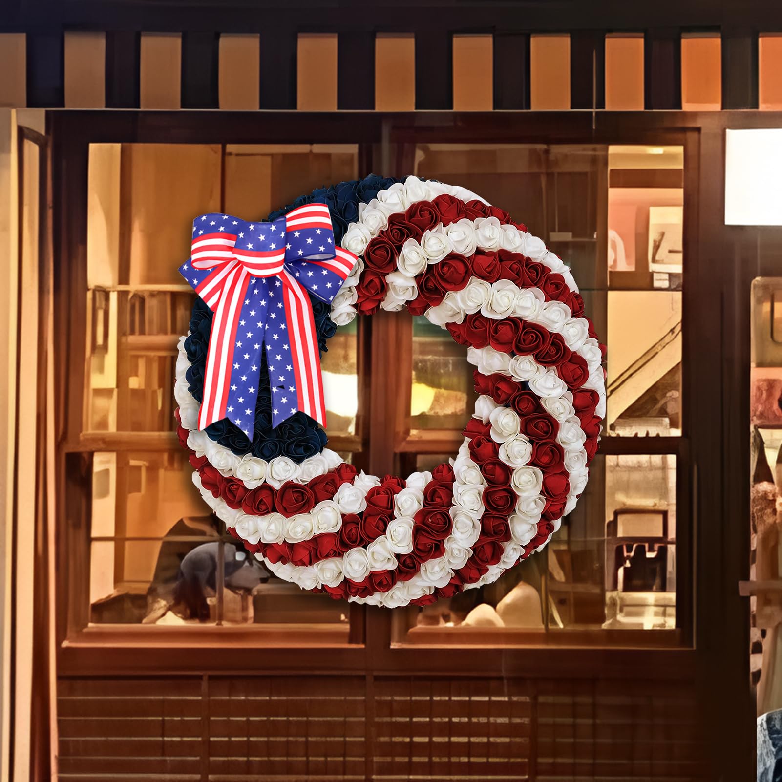 Kairova 3 PCS 4th of July Decorations Bows for Wreath Wall Door Patriotic Memorial Day Decorations Truck & Red White Blue Decorations Indoor Outdoor Tree Topper Independence Day Fourth of July Decor