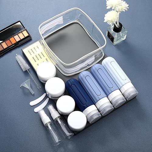 Miniatura 9 de Paquete de 16 botellas de viaje para artículos de tocador, recipientes de viaje a prueba de fugas para artículos de tocador, accesorios de viaje de