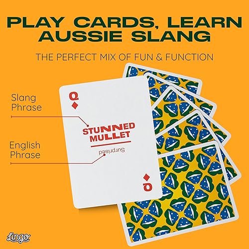 Miniatura 2 de Aussie Lingo Playing Cards | Tarjetas de viaje | Aprende vocabulario de jerga australiana de una manera divertida y fácil | 52 traducciones