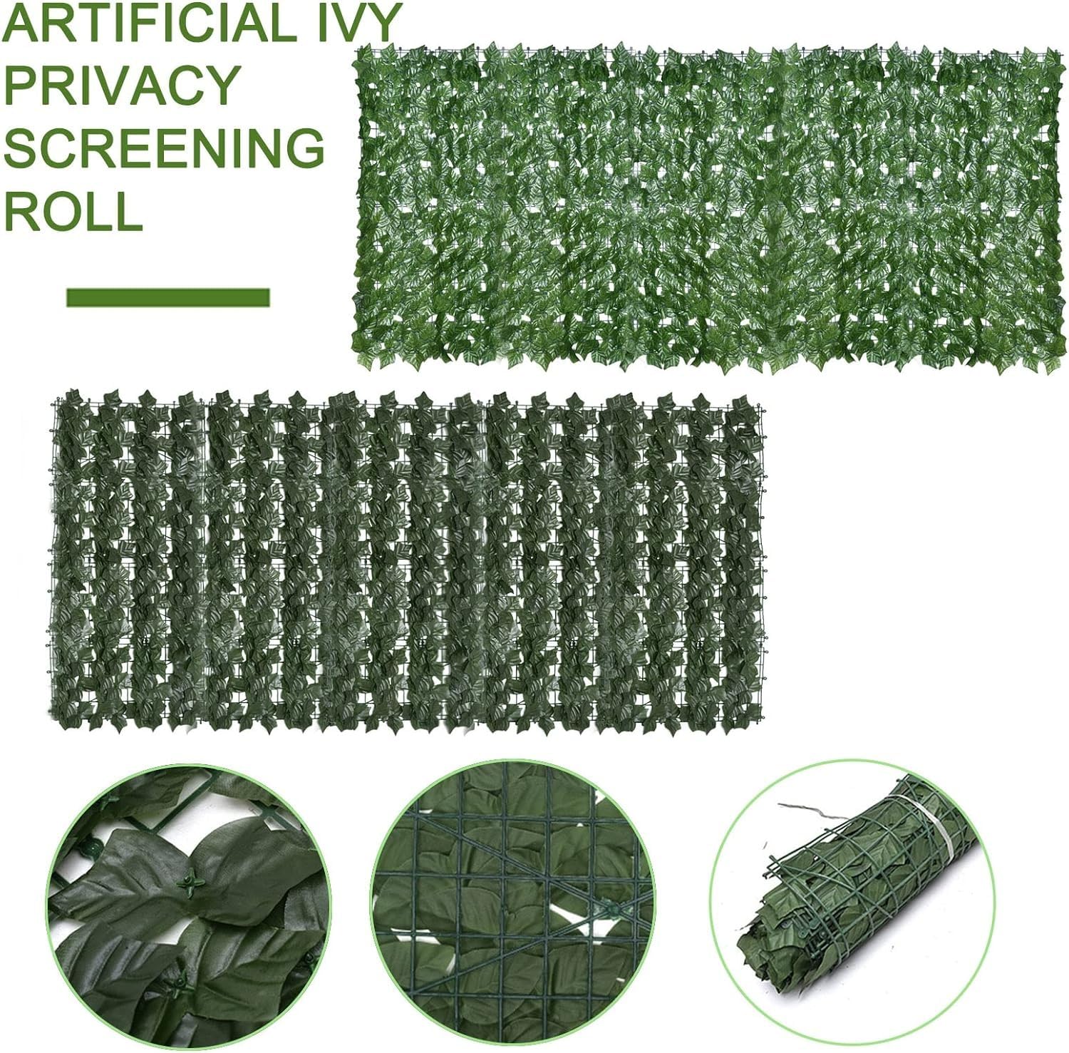 Pantalla De Privacidad De Hiedra Artificial Para Valla, Seto Artificial 100cm X 300cm, Paneles