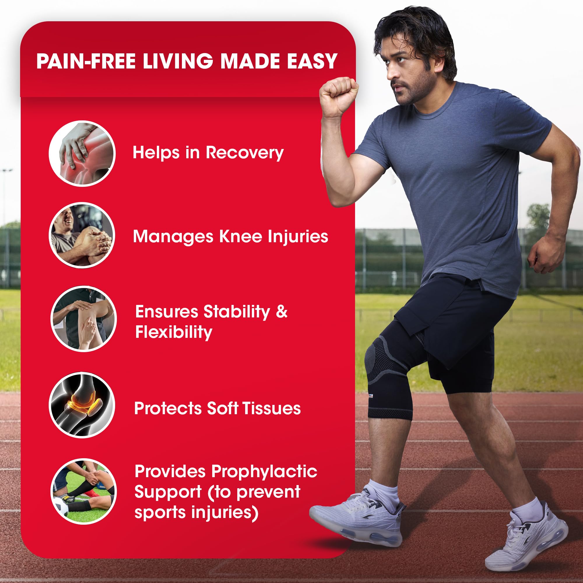 LifeWear Knee Cap, Knee Sleeves for Pain Relief, Provide Optimum Compression and Support During Gymming and Running, Lightweight and Stretchable, For Daily Activities, For Men and Women, Size (M) - Pack of 2 - Image 6 thumbnail