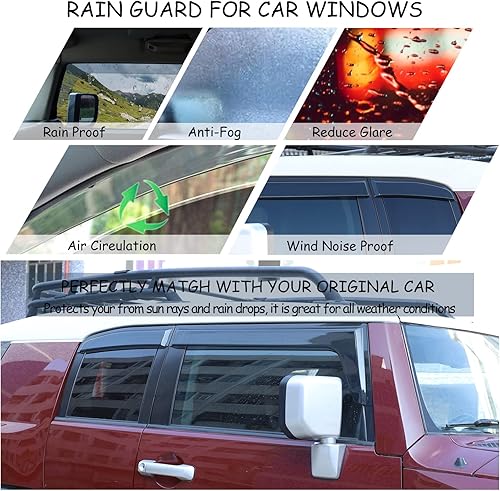 Miniatura 5 de LLKUANG Visera de protección contra la lluvia para ventana todoterreno, deflector, deflector, visera de puerta, ajuste para Toyot@ FJ Cruiser