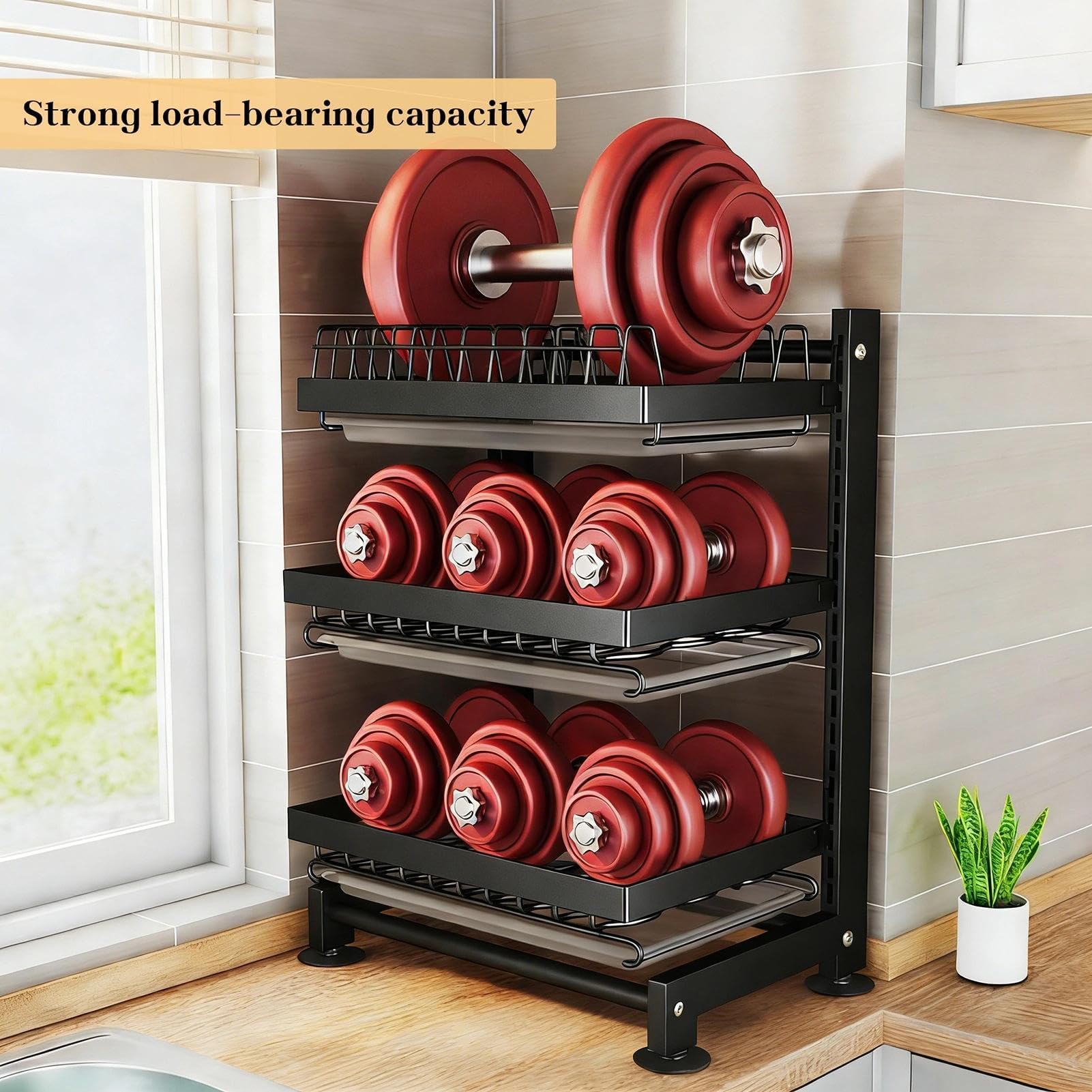Geschirrabtropfgestell – Multifunktionales, verstellbares und platzsparendes Geschirrabtropfgestell mit Besteckhalter, Abnehmbarer Abtropffläche und rostfreiem Metall(Black,2 Tier)