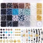 Funtopia 1600pcs Green Glass Beads for Bracelets, 6mm Crystal Beads for Jewelry Making Beaded Plants, Round Glass Beads with Faceted Bead Seed Beads for DIY Plant Making Crafts Earrings Necklace