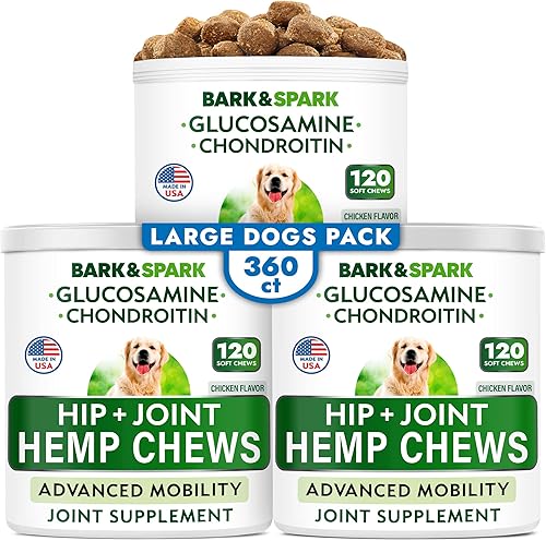 Golosinas de cáñamo + glucosamina para perros grandes - Alivio natural del dolor en las articulaciones - Suplemento de cadera y articulaciones con