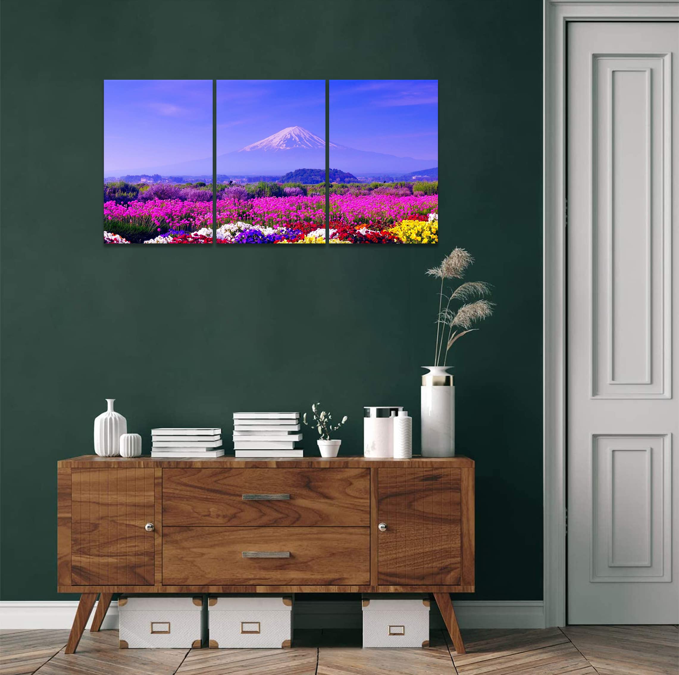 Amazon.co.jp: 富士山 絵 3枚 桜 アートパネル 山絵 風景画 日光 