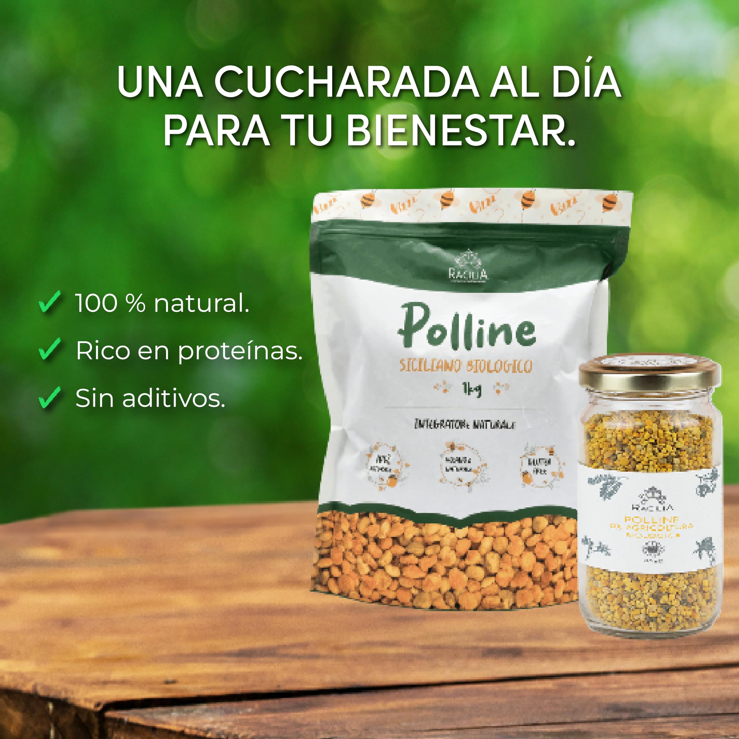 Polen de Agricultura Orgánica - 100% Siciliano, rico en vitaminas, minerales y antioxidantes - Eco-Friendly, sin plaguicidas - 500gr