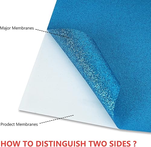 Miniatura 3 de guangyintong - Vinilo HTV con purpurina, rollos de vinilo de transferencia de calor con purpurina, 12 pulgadas x 5 pies, vinilo azul cielo con