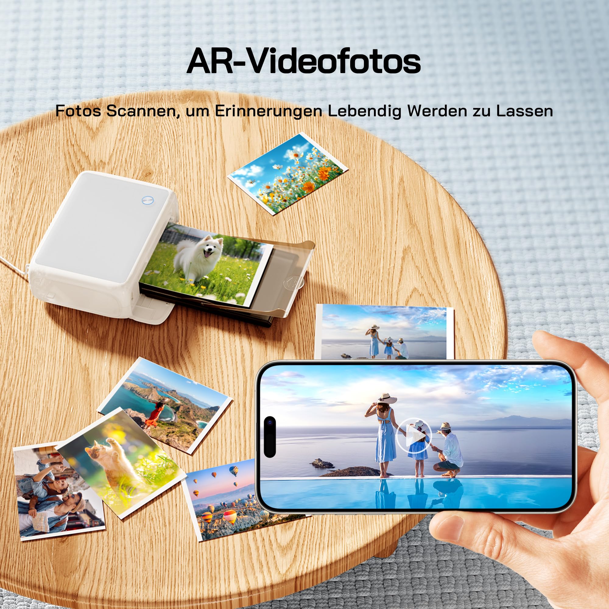 WOLFANG Fotodrucker, Sofortbilddrucker mit 54 Blatt (4 x 6 Zoll), unterstützt WLAN-Verbindung, kreative Fotobearbeitungs-Apps, für iOS/Android-Smartphone