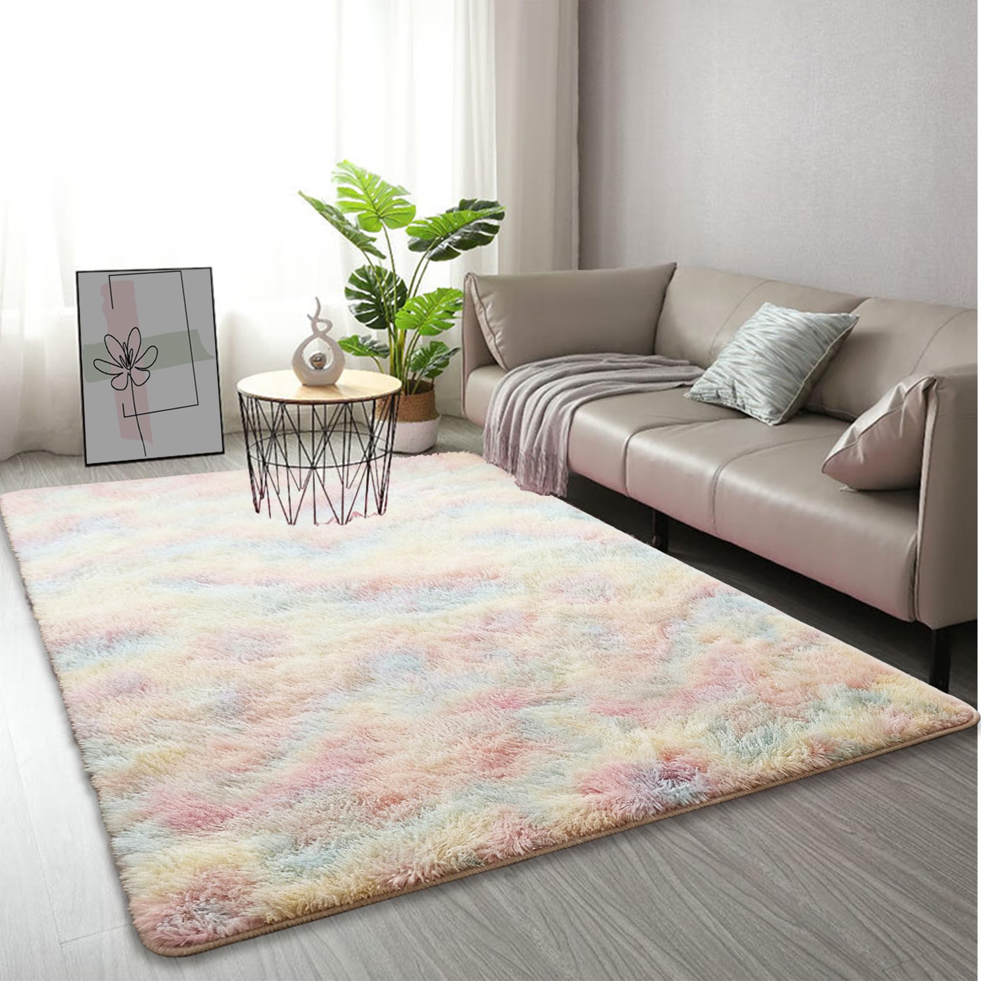 Tapis salon moderne 370x400 cm antidérapant pour éviter les glissades