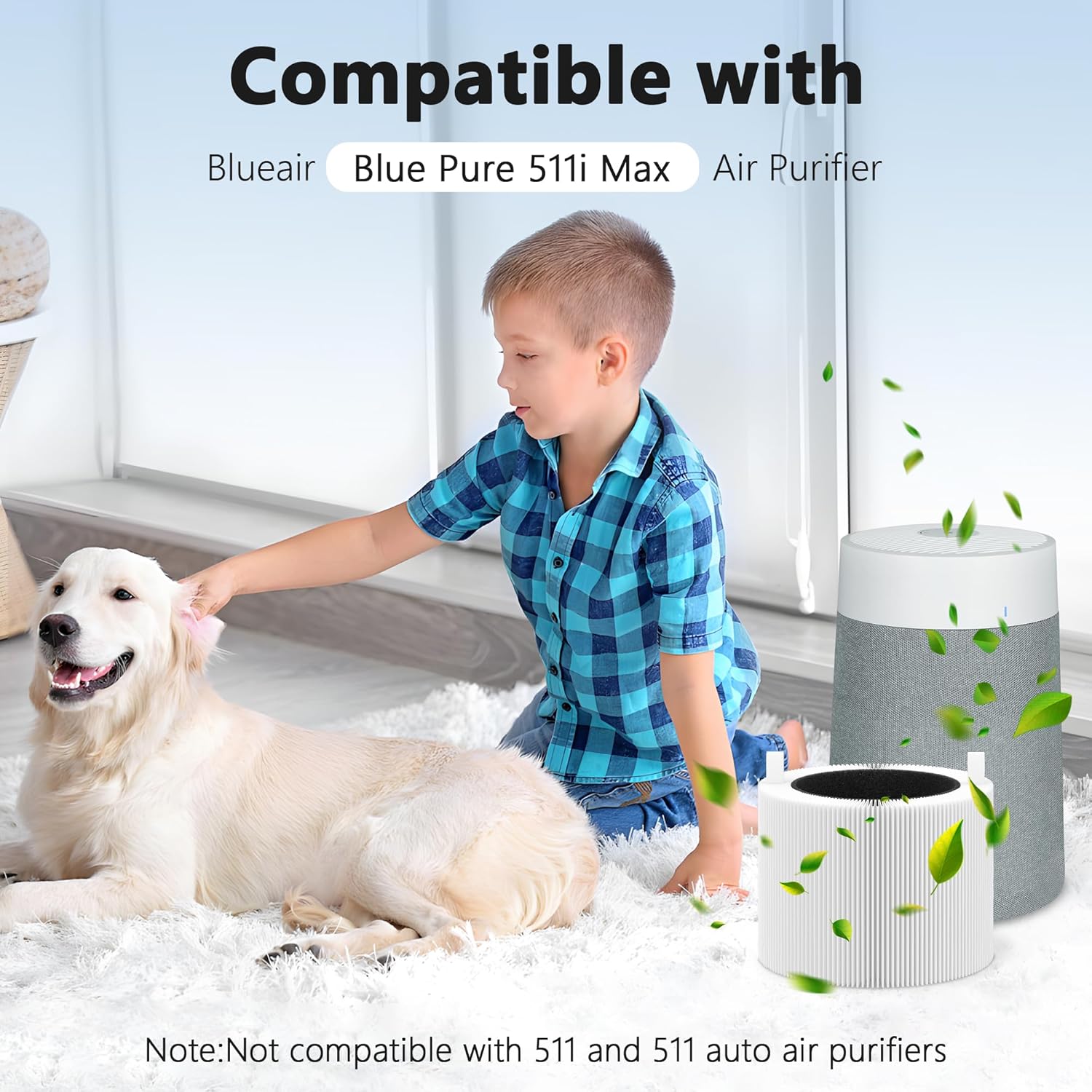 4 Packs 511i Max Replacement Filter Compatible with Blue Pure 511i Max Air Cleaner Purifier Small Room - Wifi, for Blue Pure F5MAX, 2-in-1 Premium Filter & Activated Carbon Filters