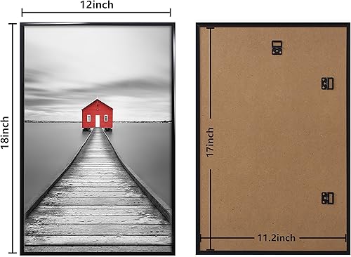 Miniatura 2 de ELSKER&HOME Paquete de 3 marcos de 12 x 18 pulgadas, marco negro de 12 x 18 pulgadas para montaje en pared horizontal o vertical, duradero y