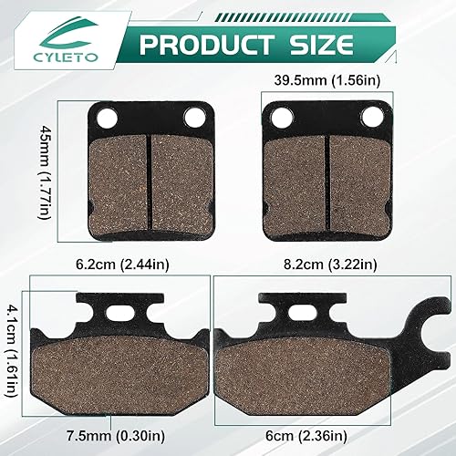Miniatura 4 de Cyleto Pastillas de freno delanteras y traseras para YAMAHA YFM400 Kodiak 400 2000 2001 2002 2005 2006  YFM 400 Grizzly 2007 2008