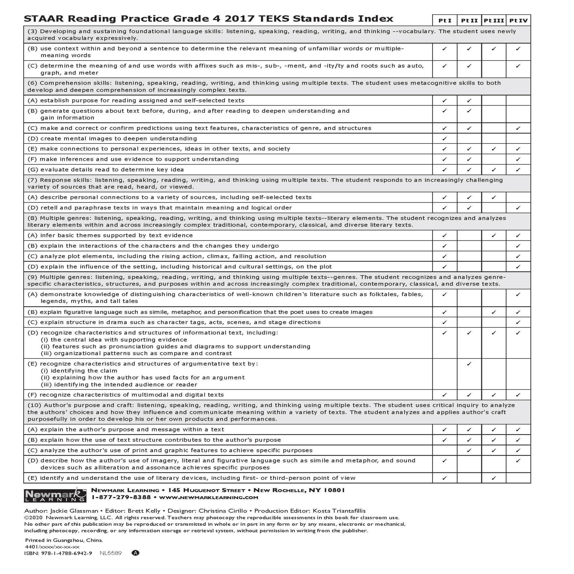 Staar Reading Practice Grade 4 Teacher Resource
