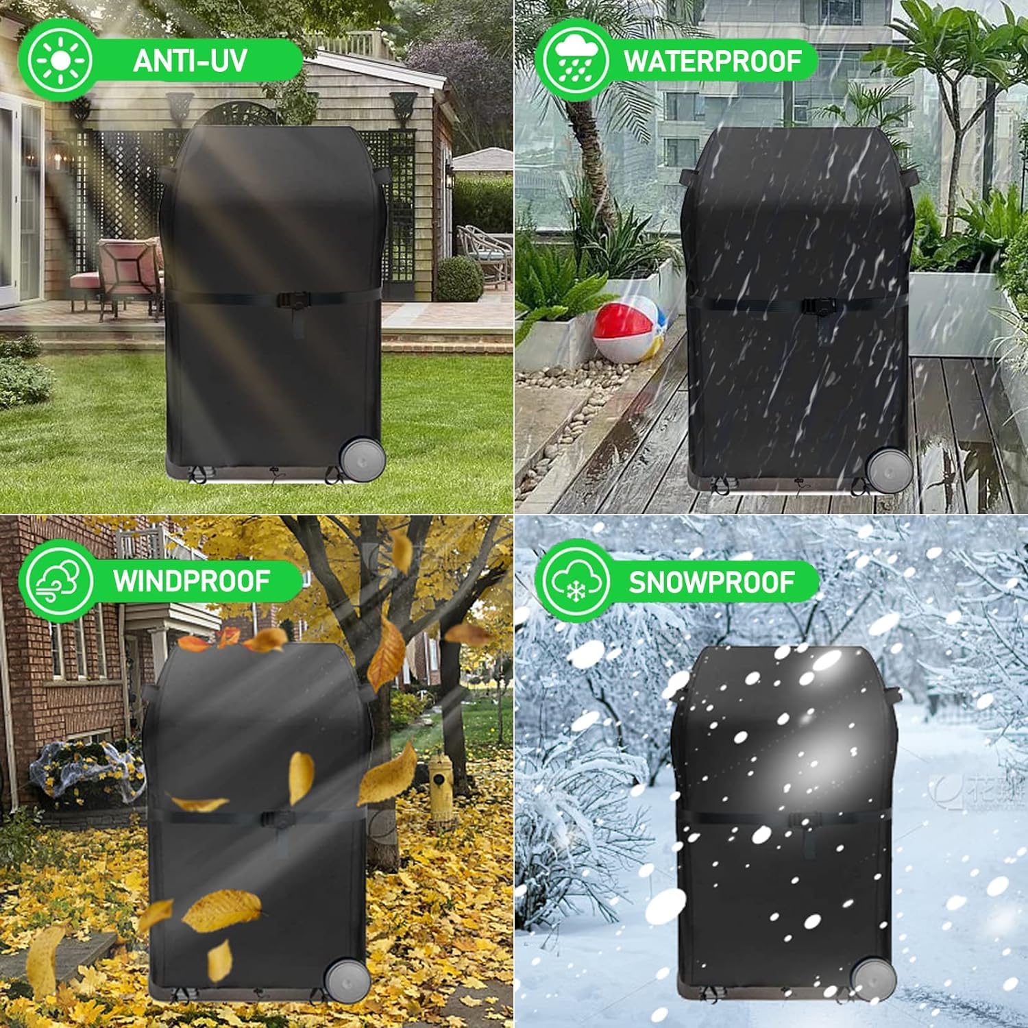 Copertura Barbecue Da Esterno,Copri Barbecue Da Esterno Impermeabile,Tessuto Oxford 600D Resistente Impermeabile Anti-UV,Per la protezione di Copertura barbecue universale (Nero, 80*70*115cm)