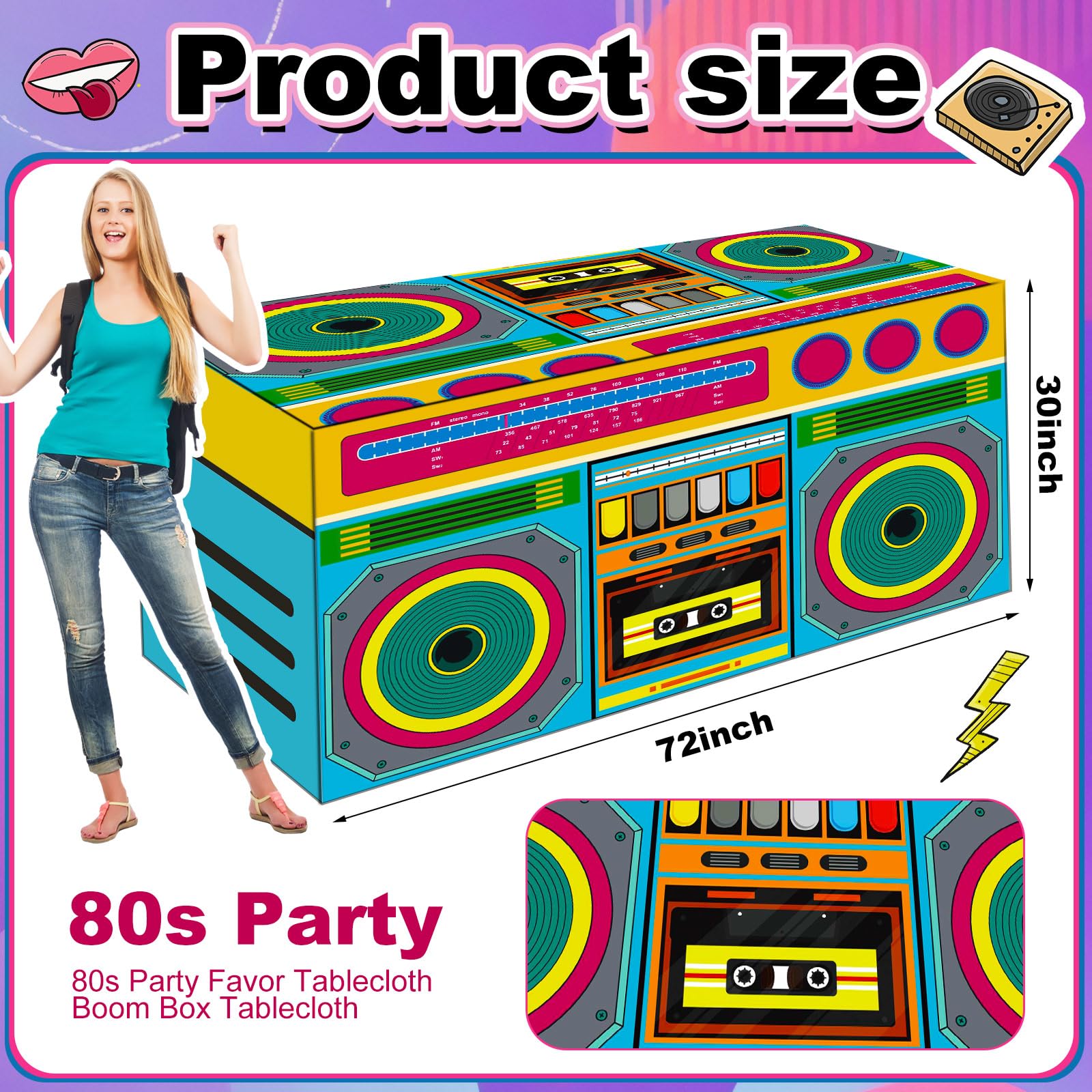 Amazon.com: Oudain 6 FT 80s 90s Theme Tablecloth 80s Birthday